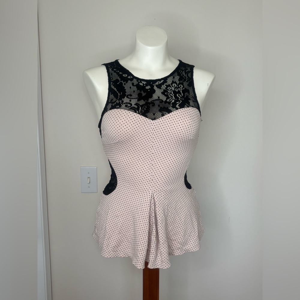 Guess Women's Sleeveless Top Pink Black XS Lace - Picture 2 of 6